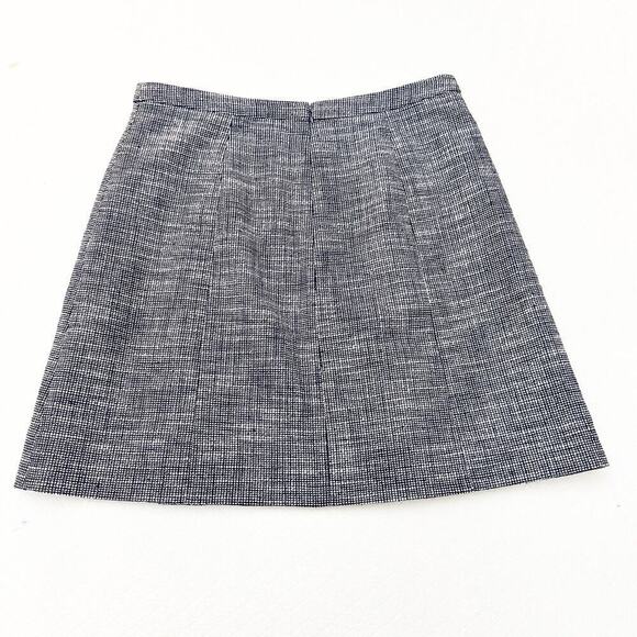 J. Crew Front Pleated Flap Skirt Mini Grid Woven Patter Blue Squares Size 10 - Picture 6 of 7